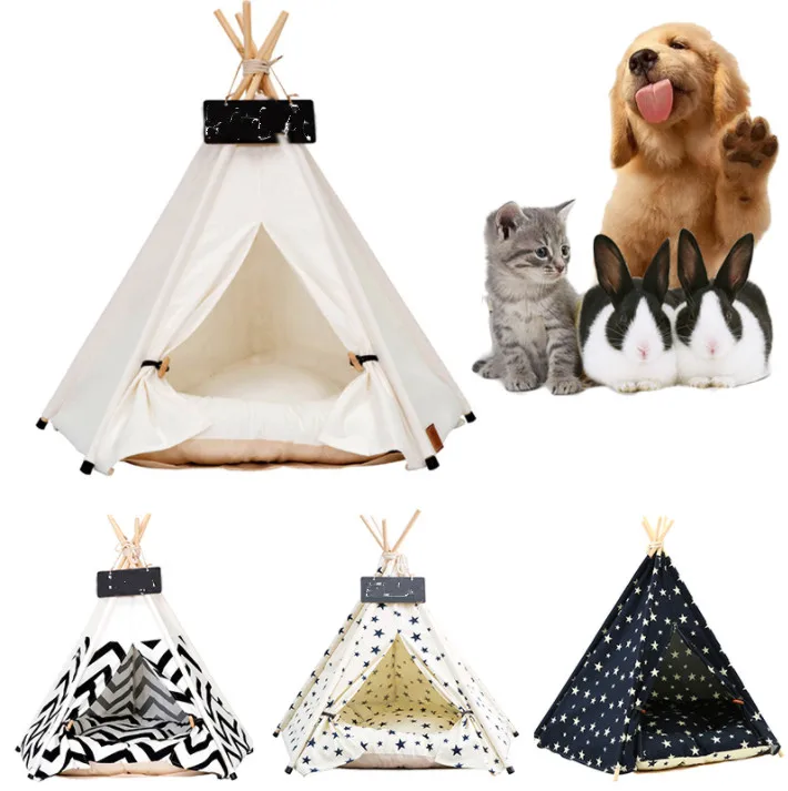 

Puppy Excursion Outdoor Indoor Pet Tent House Cat Bed Portable Teepee With Thick Cushion 14Colors Available For Dog Pet Product