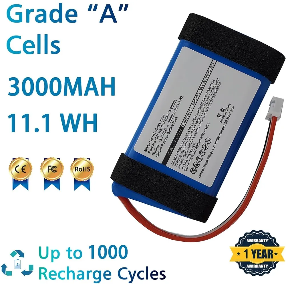 بطارية بديلة لهارمان كاردون ، اونيكس ميني ، متوافقة مع سوني كاردون CP-HK07 ، P954374 ، 3.7 فولت ، 3000mAh