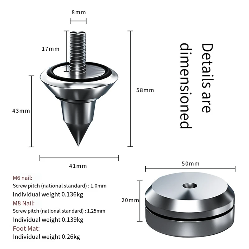 HIFI Audio Speaker Amplifier Shock Absorbing Foot Cone Feet Base Nail Isolation Spikes Stand Pad,1PCS