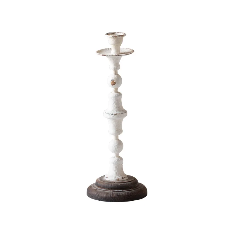2pcs White Retro Iron Candlestick New Desktop Decoration for Wedding Photography Stylish Wedding Decorations