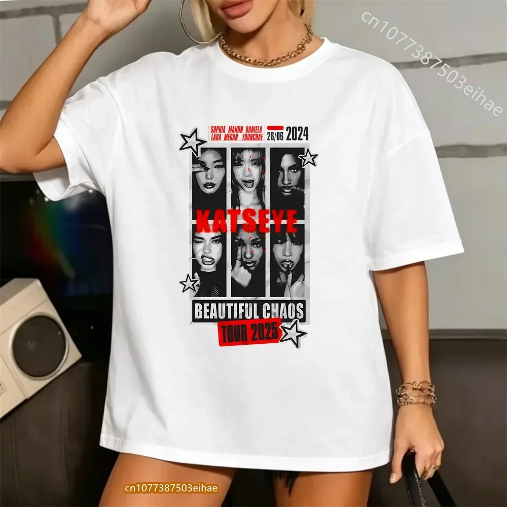 Pop Music Girl Group Katseye Graphic Print Fashion T Shirts Kpop Korean Aesthetic Oversized Cotton Casual Tees Men Women Kids