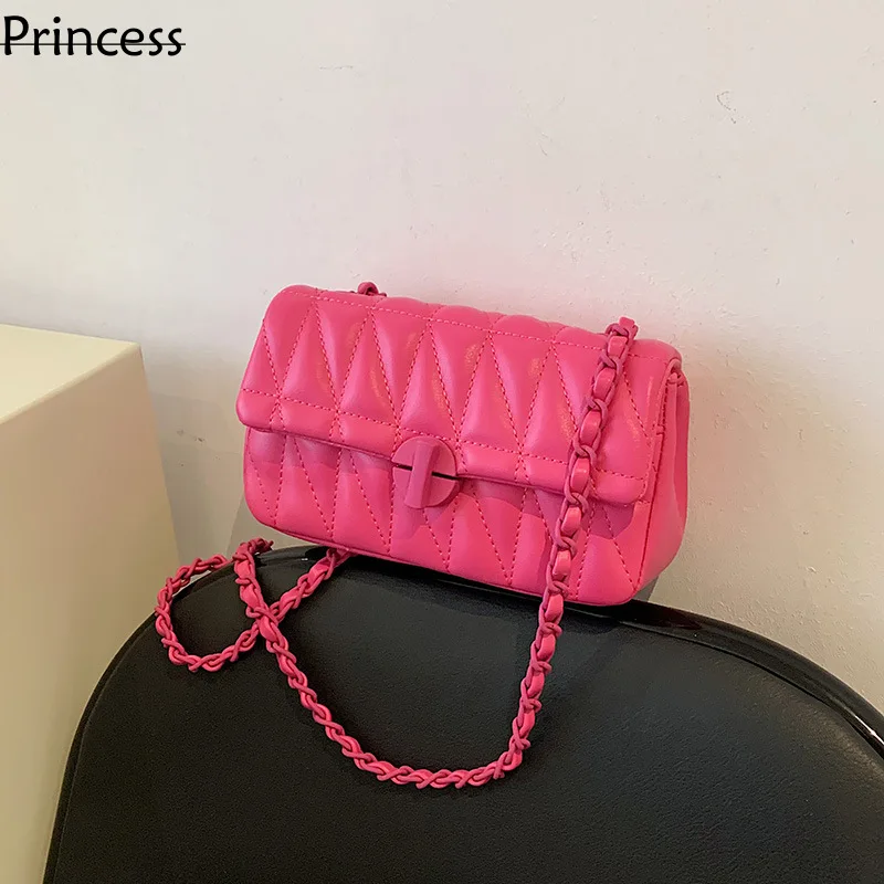 Single Shoulder Niche Design Embroidered Diamond Grid 2024 New Fashionable Versatile Chain Minimalist Women\'s Bag