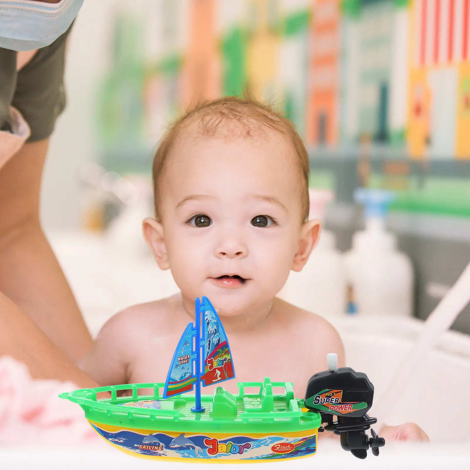 3-teiliges Aufzieh-Segelboot-Badespielset, schwimmendes Dusch- und Poolboot, Wasserspaß für Kleinkinder, Bootsspielzeug, Aufziehspielzeug für die Badewanne