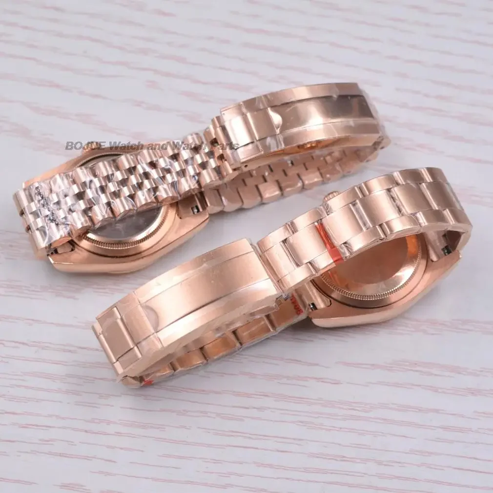 36mm/39mm Rose Gold NH35 Case Strap Men Watch Parts for Datejust NH36 Automatic Mechanical Movement Sapphire Glass Repair Tools
