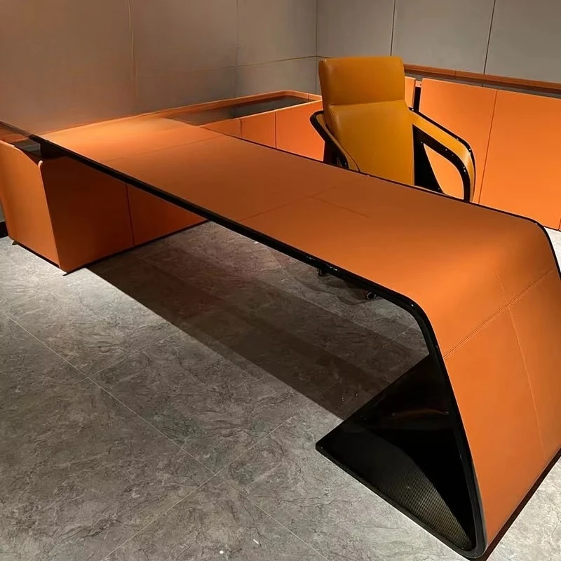 Luxury Study Furniture Write Table Modern Write Table Computer Desk Italy Leather Executive President Office Desk Chair