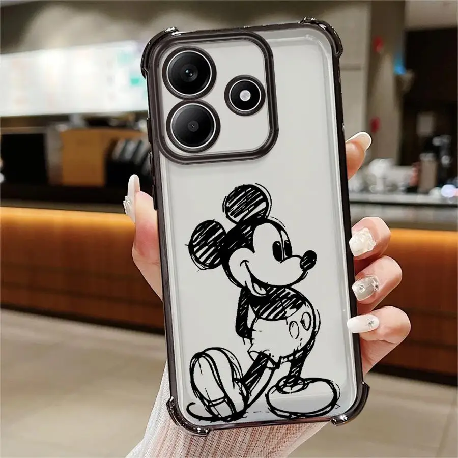 Capa para redmi note 10s 9s 10 lite 11 12 13 11s 14 pro plus capa de telefone macia disney minnie mickey