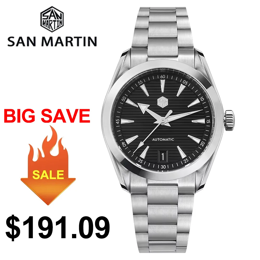 San Martin 38mm Chronometer Men Watch SN0113W V2 NH35 Automatic Movement Sapphire BGW9 Luminous Waterproof 100m Watches