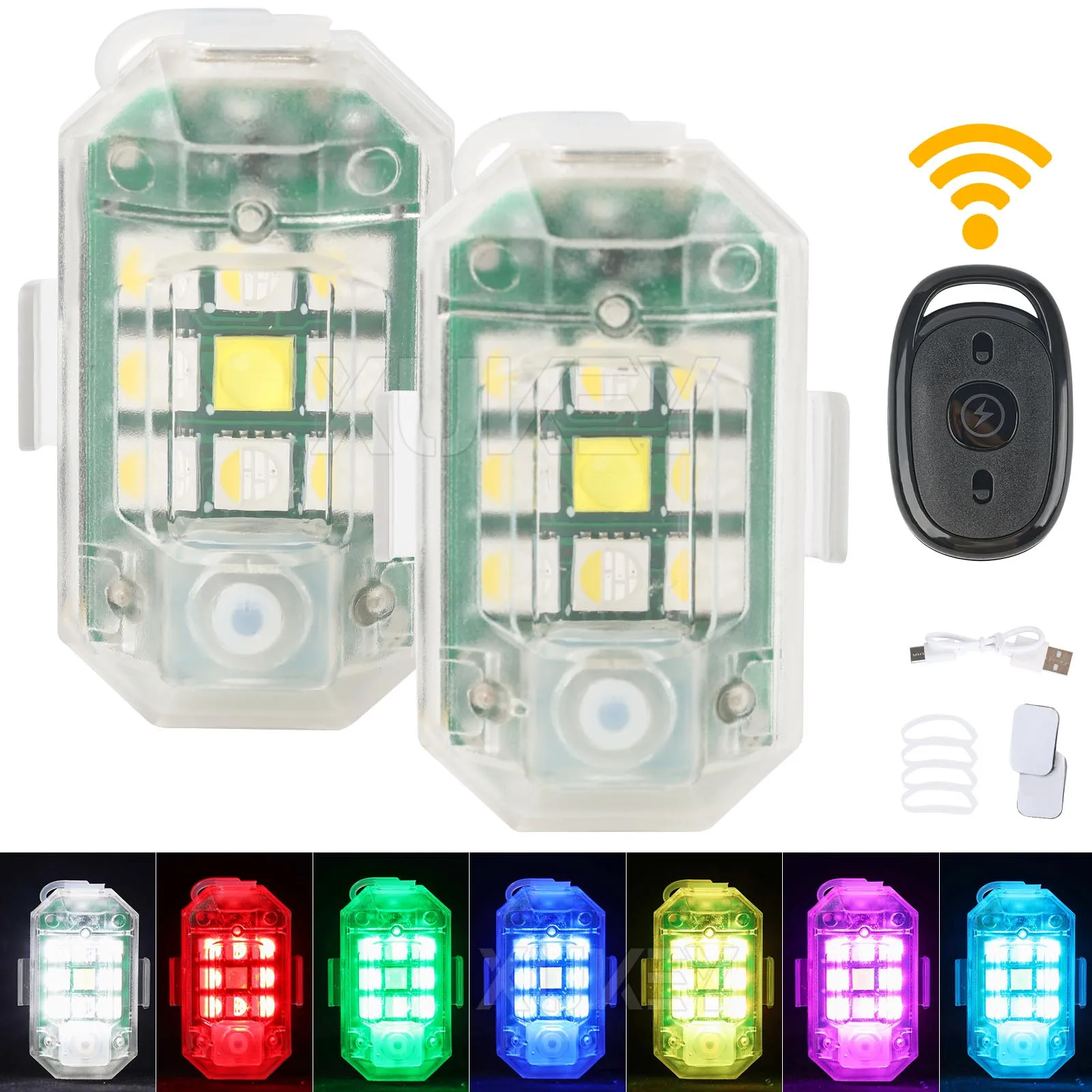 2x stחלוק אור רחפן עם מרחוק 7 צבעים מזל 