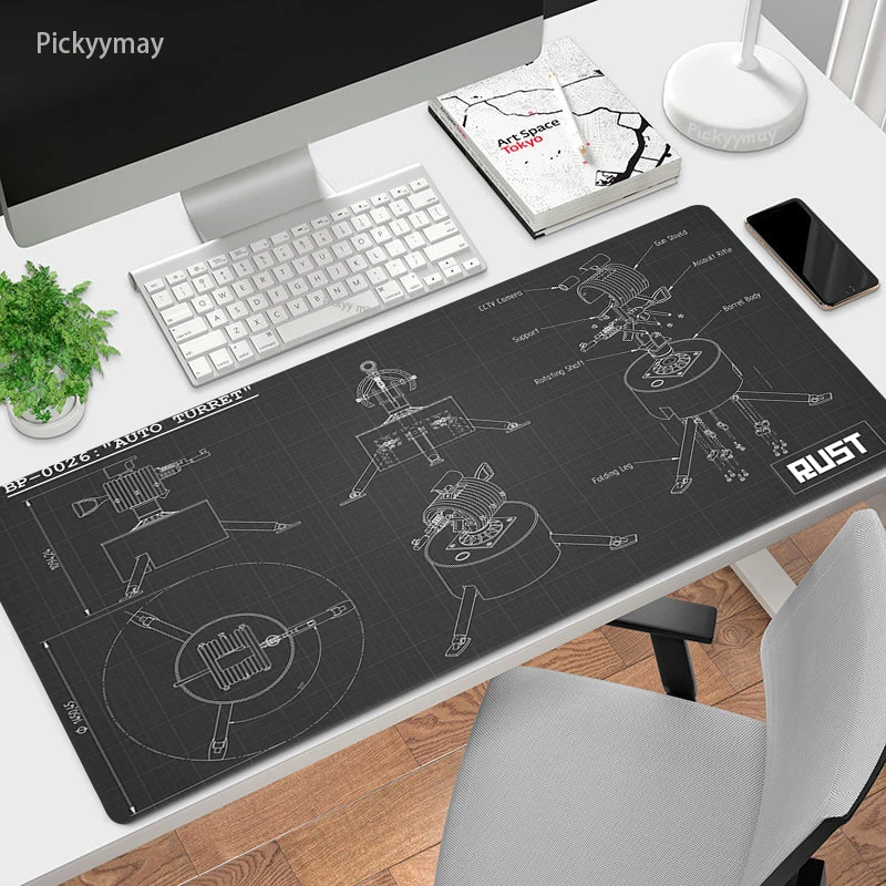 

Black And White Mechanical Mousepad Office Computer Keyboard Pad Desk Mats Laptop Soft Anti-slip Table Mat Mouse Pad 900X400