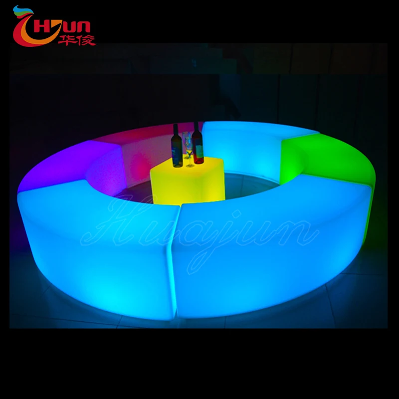 Popular Stool LED Glowing Chair Bar Curved Sofa Suit Waterproof PE Plastic Furniture(one set need order 6 Sectional Parts)