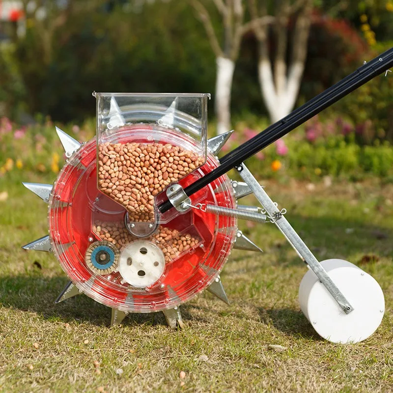 Multifunctional Hand-Push Drum Seeder - Small Sowing Machine for Corn, Peanuts, Soybeans & Vegetables