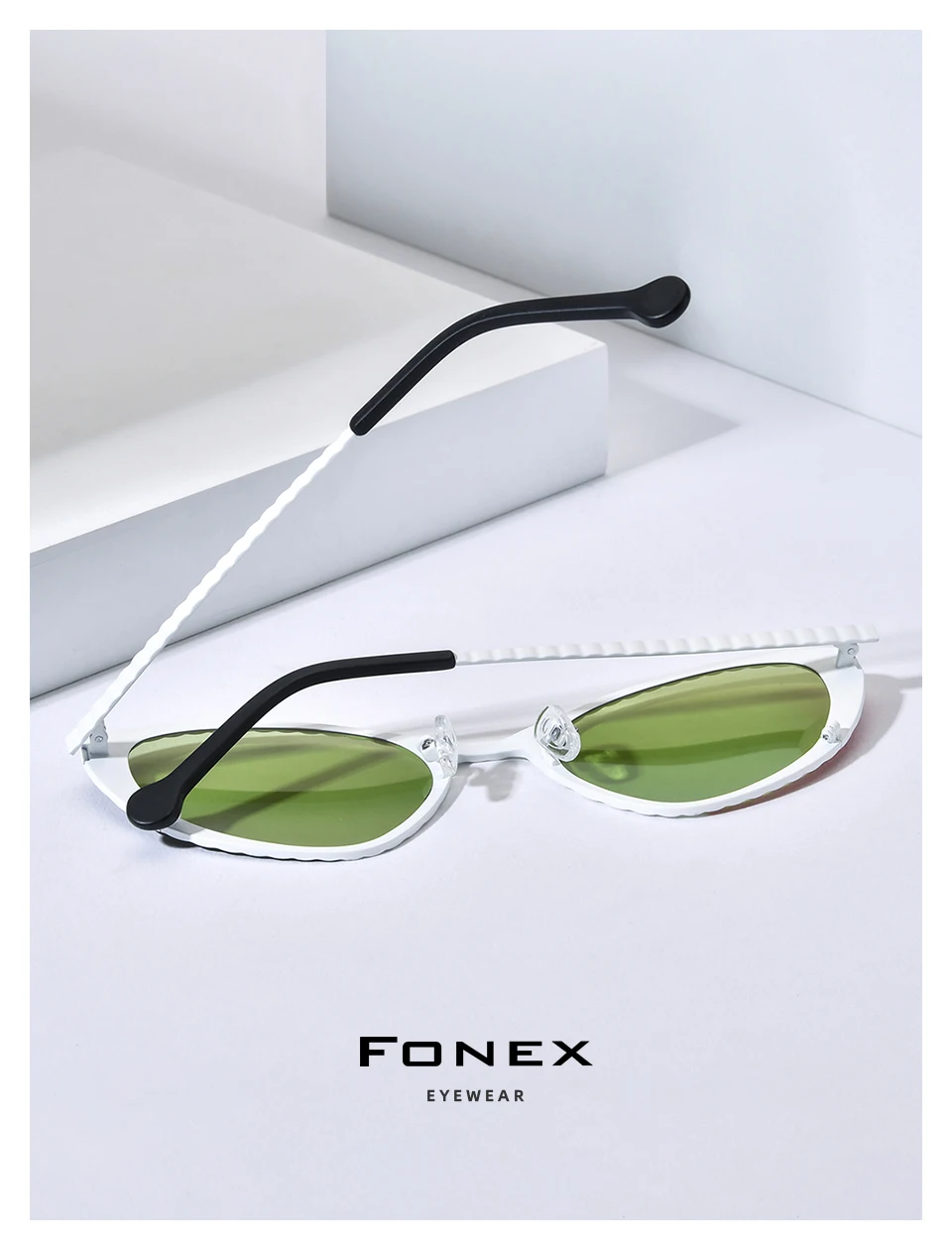 FONEX Titan-Sonnenbrille für Damen, neu im trendigen Markendesign, polarisierte Cateye-Sonnenbrille, hochwertige japanische Cat-Eye-Sonnenbrille 85850 – Detail 2