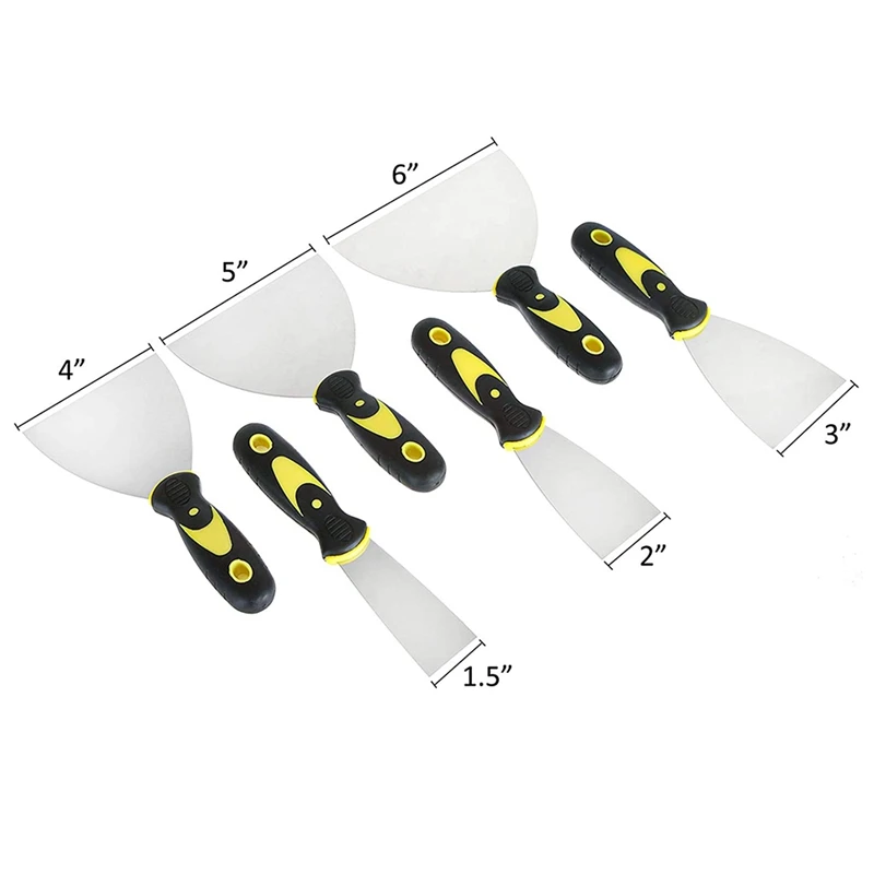 Set di coltelli per mastice in acciaio inossidabile da 6 pezzi Set di strumenti per raschietto per mastice raschietti per cartongesso per la casa strumenti di pittura per decorare fai da te