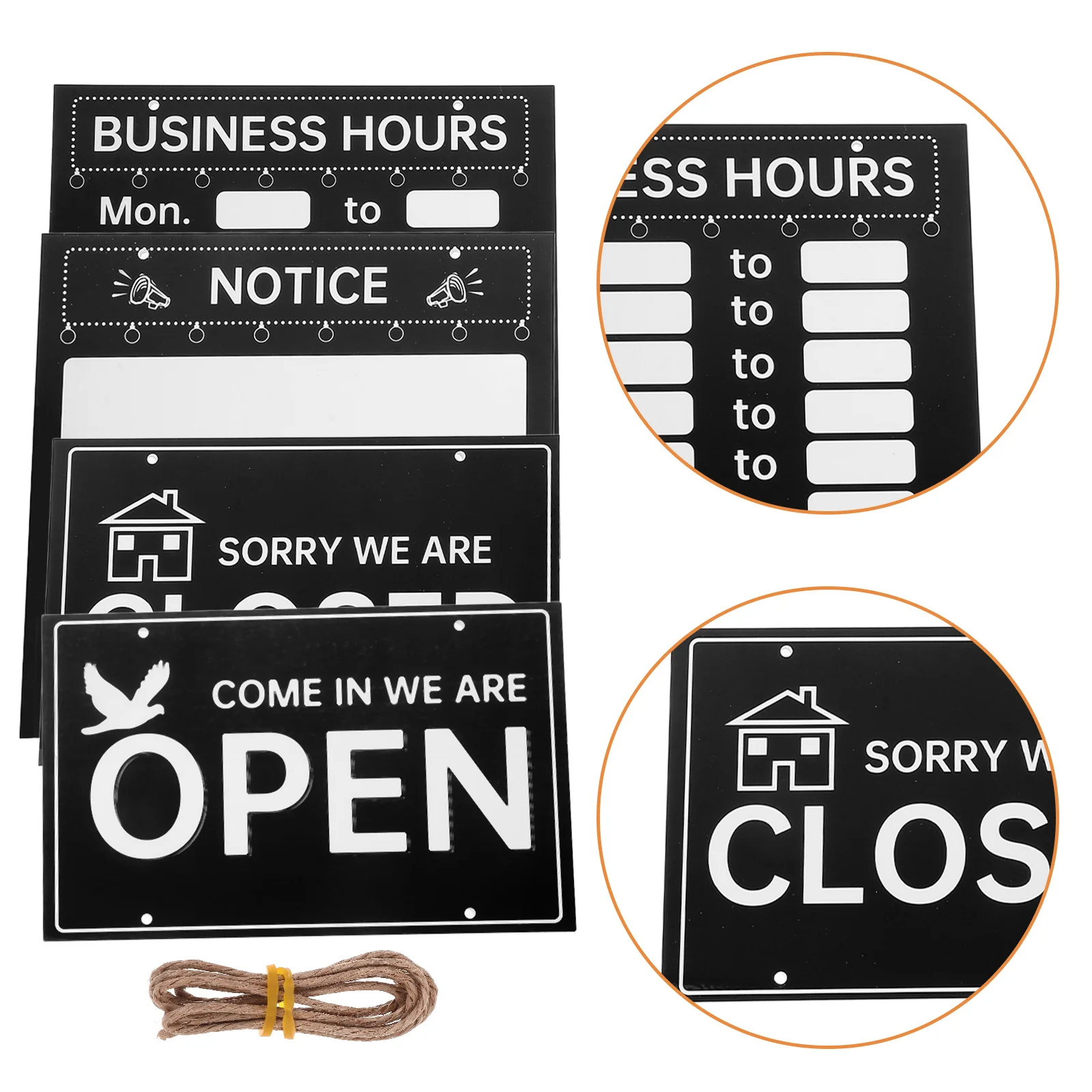 

1 set 1 Set Writable Business Sign For Restaurants Cafes Shops Open Closed Store Notice Board With Hanging Hours Sign