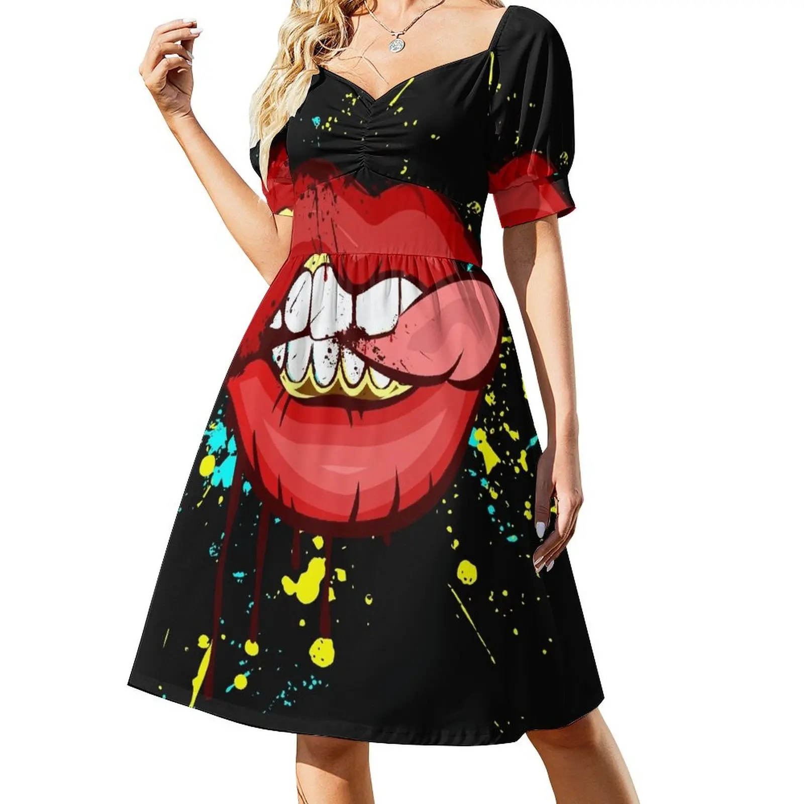 

Lips Graphic Graffiti Art Sleeveless Dress dress summer 2024 women Women's clothing Dresses Women dresses summer