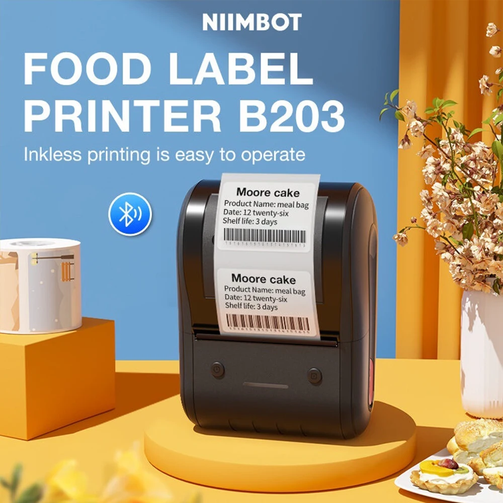 Niimbot B203 Label Maker Wireless Bluetooth Thermal Label Tape Roll Label Sticker inkless Label Machine for 20-50mm width labels