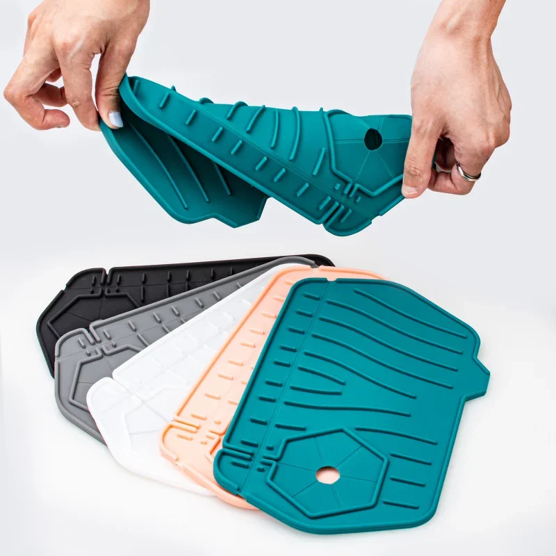 

Faucet Mat Double Sided Use Silicone Kitchen Sink Splash Pad Drainage Waterstop Bathroom Countertop Protector Quick Dry Tray