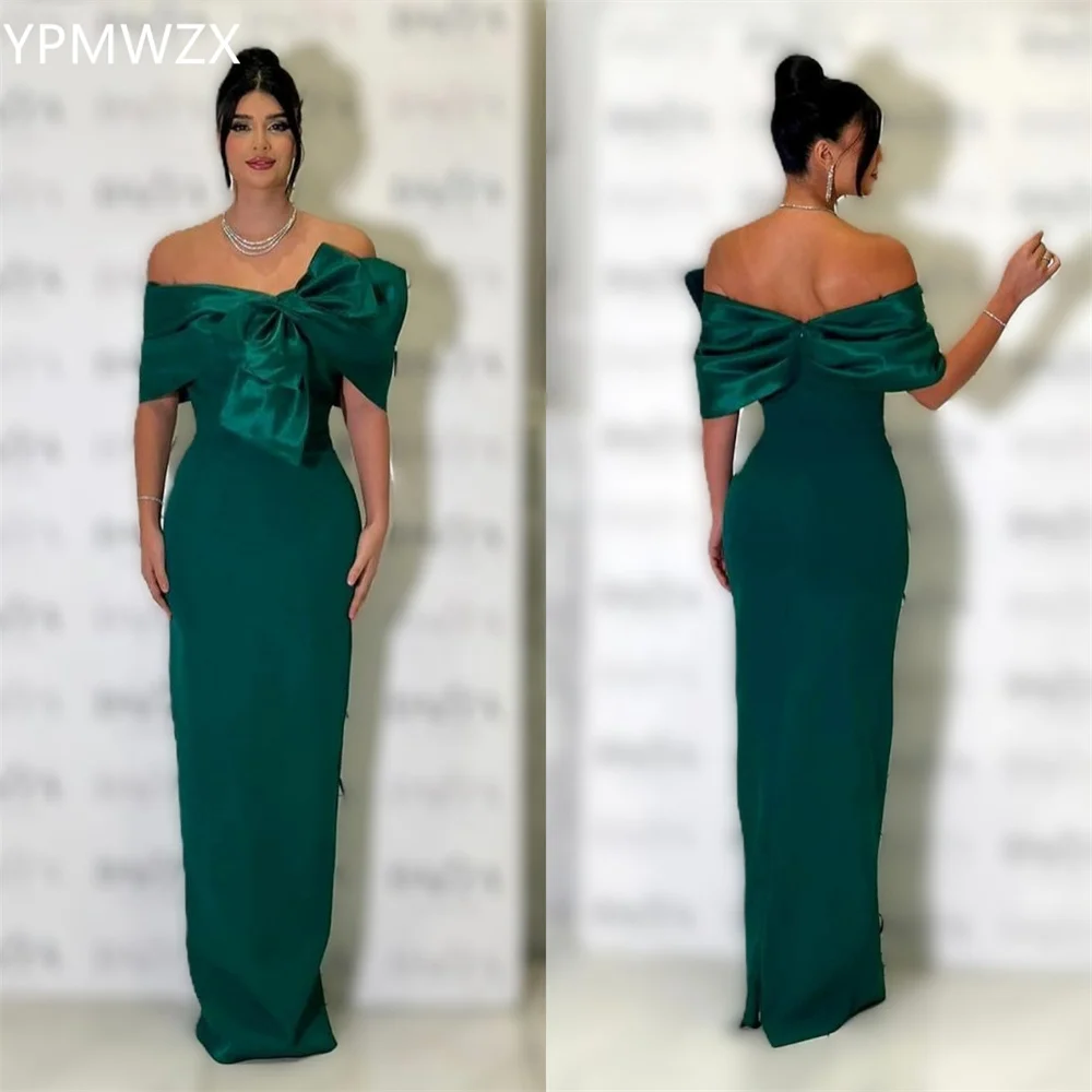 

Customized Evening Dress Party Occasion Prom Gown Women YPMWZX Off-the-shoulder Column Floor Length Skirts Bows Bespoke Occasio