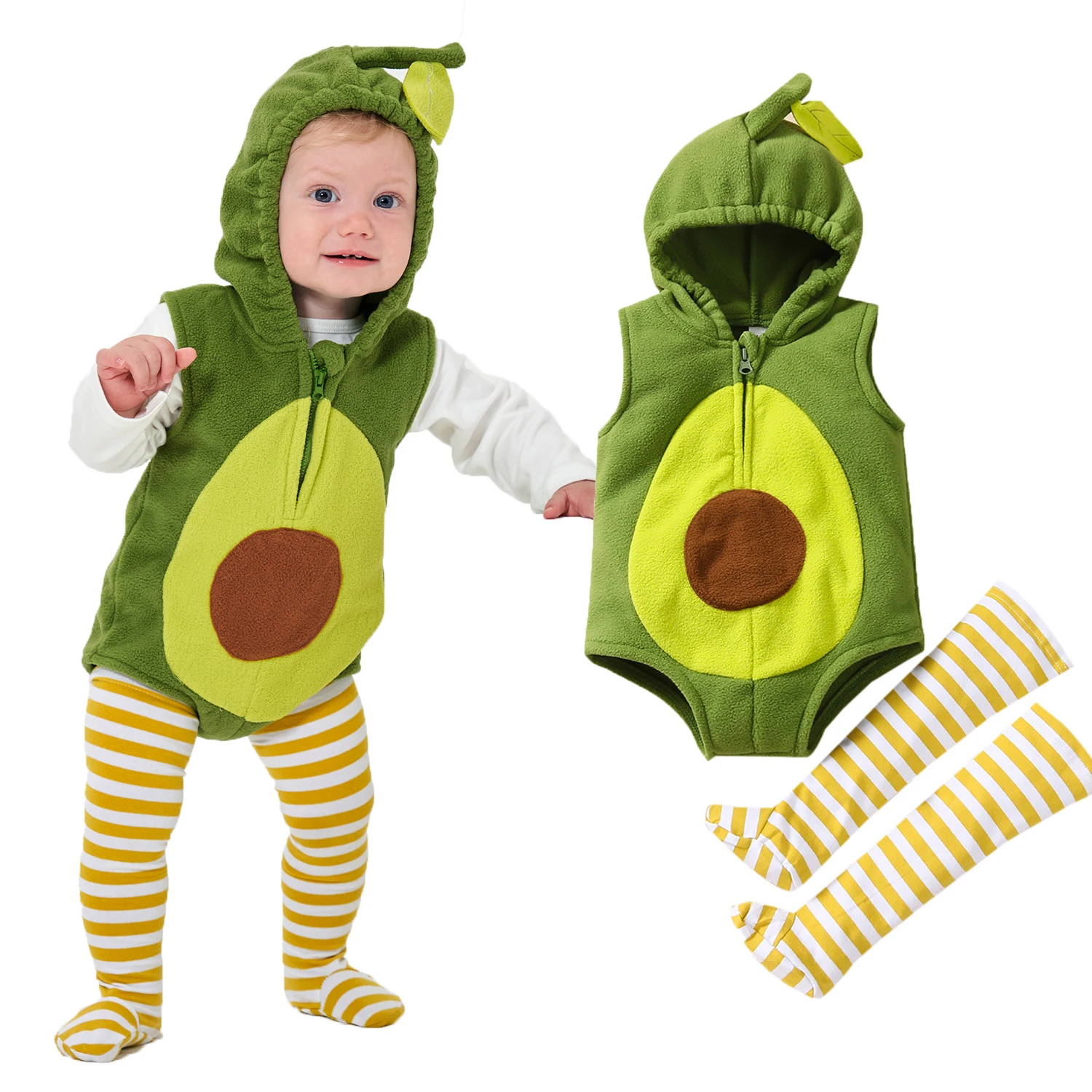 Umorden-Costumes pour bébés garçons et filles, barboteuses pour tout-petits, costume de batterie à capuche, ensemble de bas, fruits et ananas, 6-12M, 12-18M