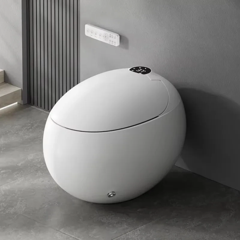 Intelligent Round Smart Toilet S-Trap Auto-Sensor WC Drainage With Remote Control And Dual-Flush