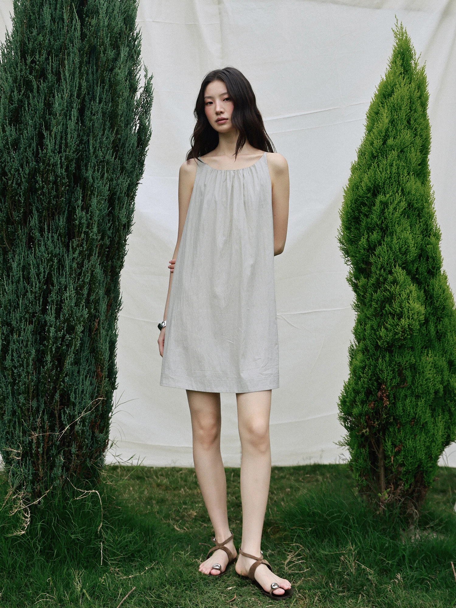 

Юбка миди Tonō A-Line с плиссировкой на груди, свободного кроя, со средней талией, однотонная, из модала Lenzing (60% нейлон, 40%), для повседневной носки