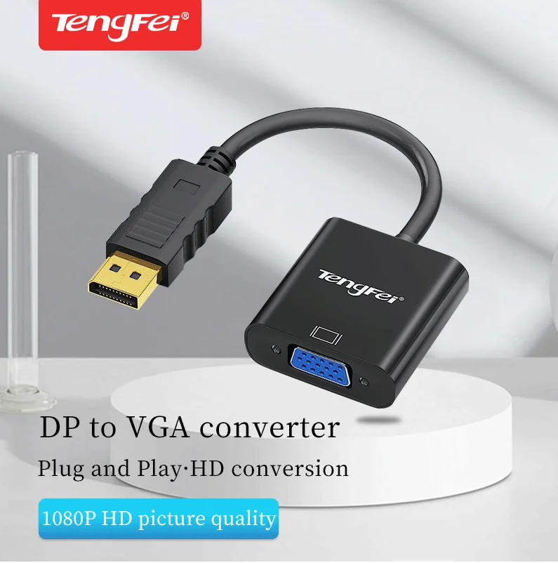 DP to VGA Adapter Cable 1080P DisplayPort Male to VGA Female Converter Adapter For Projector DTV TV HDVD Laptop