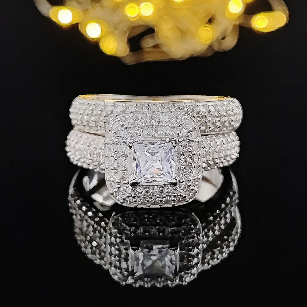 2023 New Luxury Quality Designer Silver Color Wedding Rings Set for Women Anniversary Gift Drop Shipping Wholesale Jewelry R4632