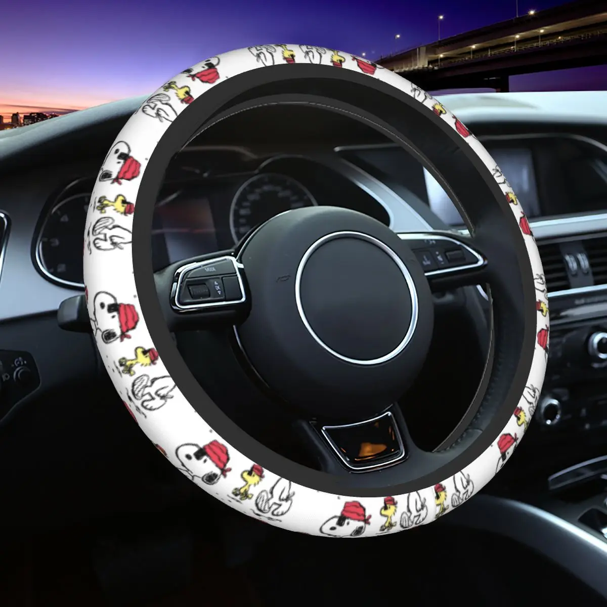 Car Steering Wheel Cover Peanuts Walk Talk Like A Pirate Snoopy Braid On The Steering Wheel Cover Car-styling Car Accessories