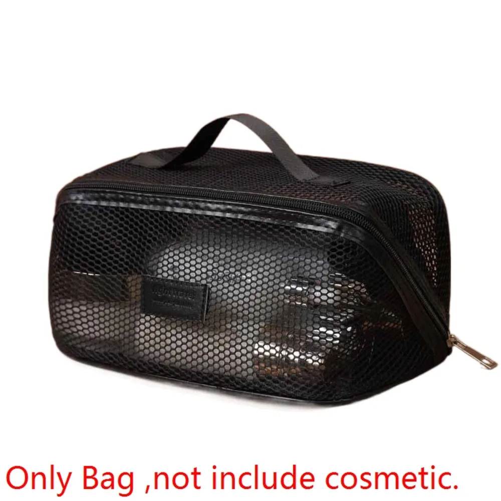 

Cute Solid Color Mesh Cosmetic Bag Large Capacity Zipper Transparent Makeup Bag Shell Organizer Case Pillow Makeup Pouch Lady
