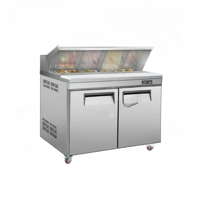 Commercial pizza salad crisper workbench air cooler pizza spreading operation table