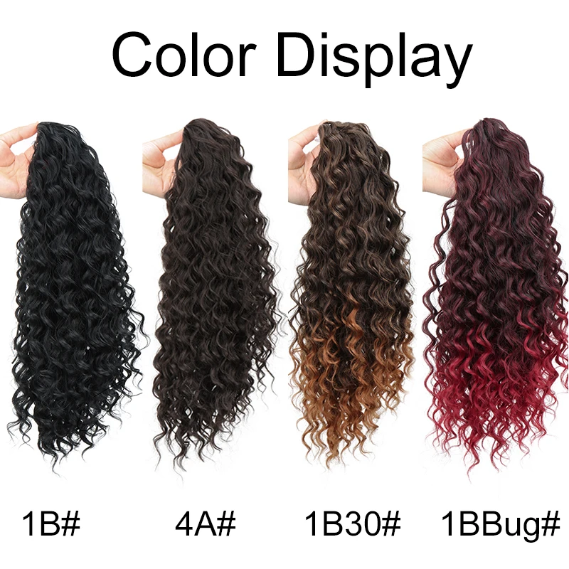 Synthetic 18Inch Long Kinky Curly Ponytail Drawstring Clip in Hair Extension Puff Afro Black Brown Hairpiece for Women