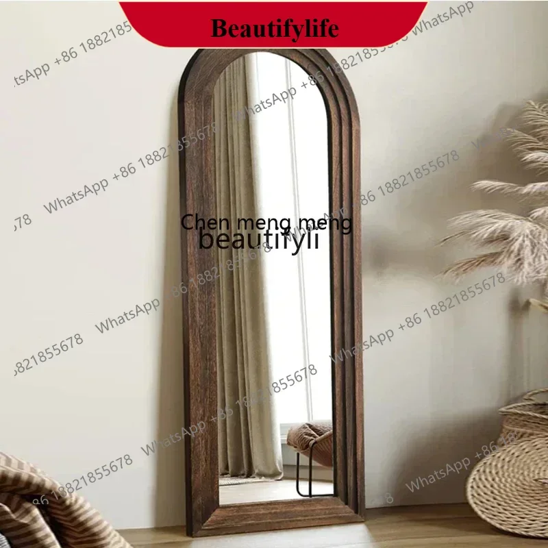 

D178 Vintage arched wall-mounted full-length mirror, living room wall-mounted French medieval floor-to-ceiling full-length mir