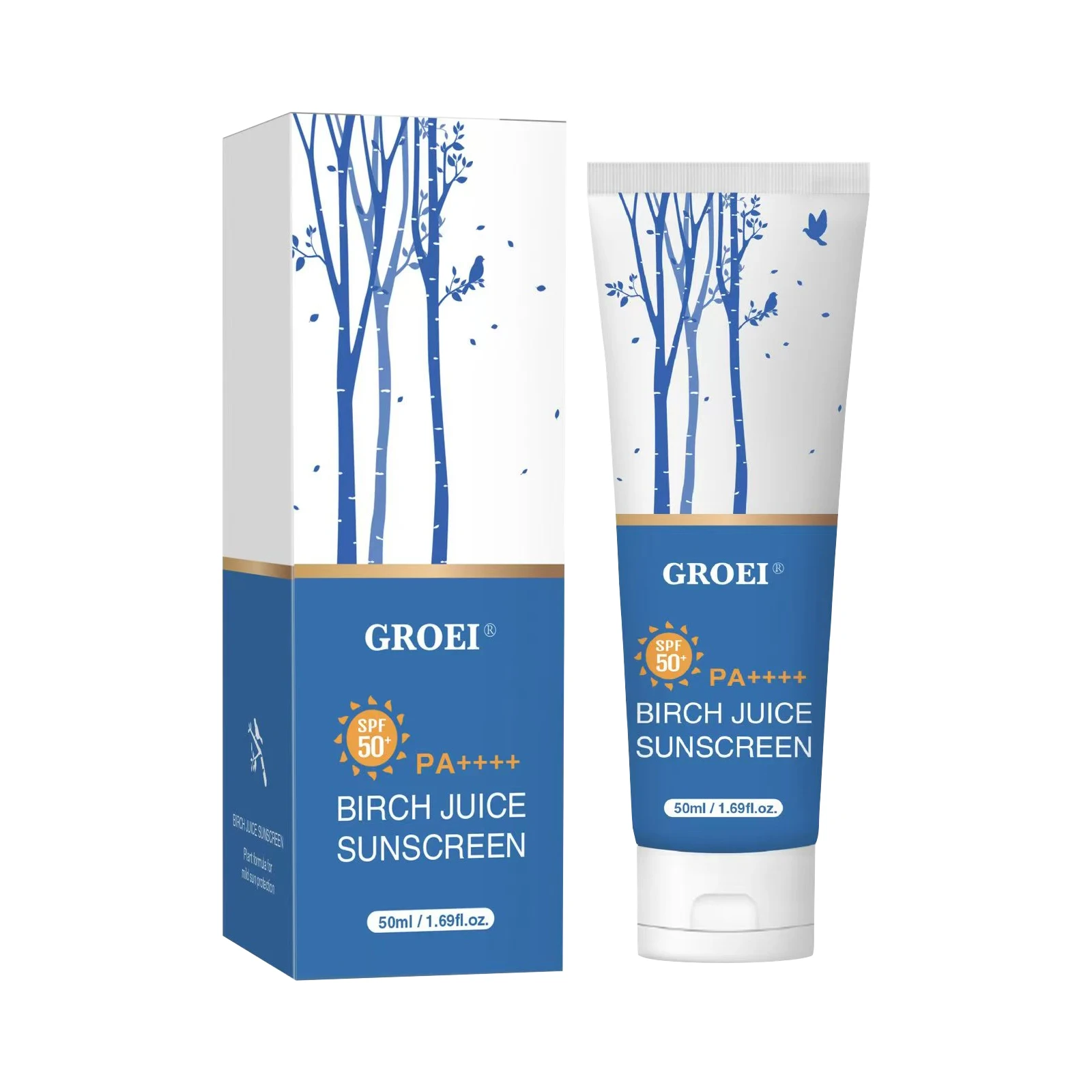 Birch Juice Sunscreen for Face PF50+ PA++++ Sun Cream Moisturizing Skin Care Strong UV Protection Waterproof korean Sunscreen