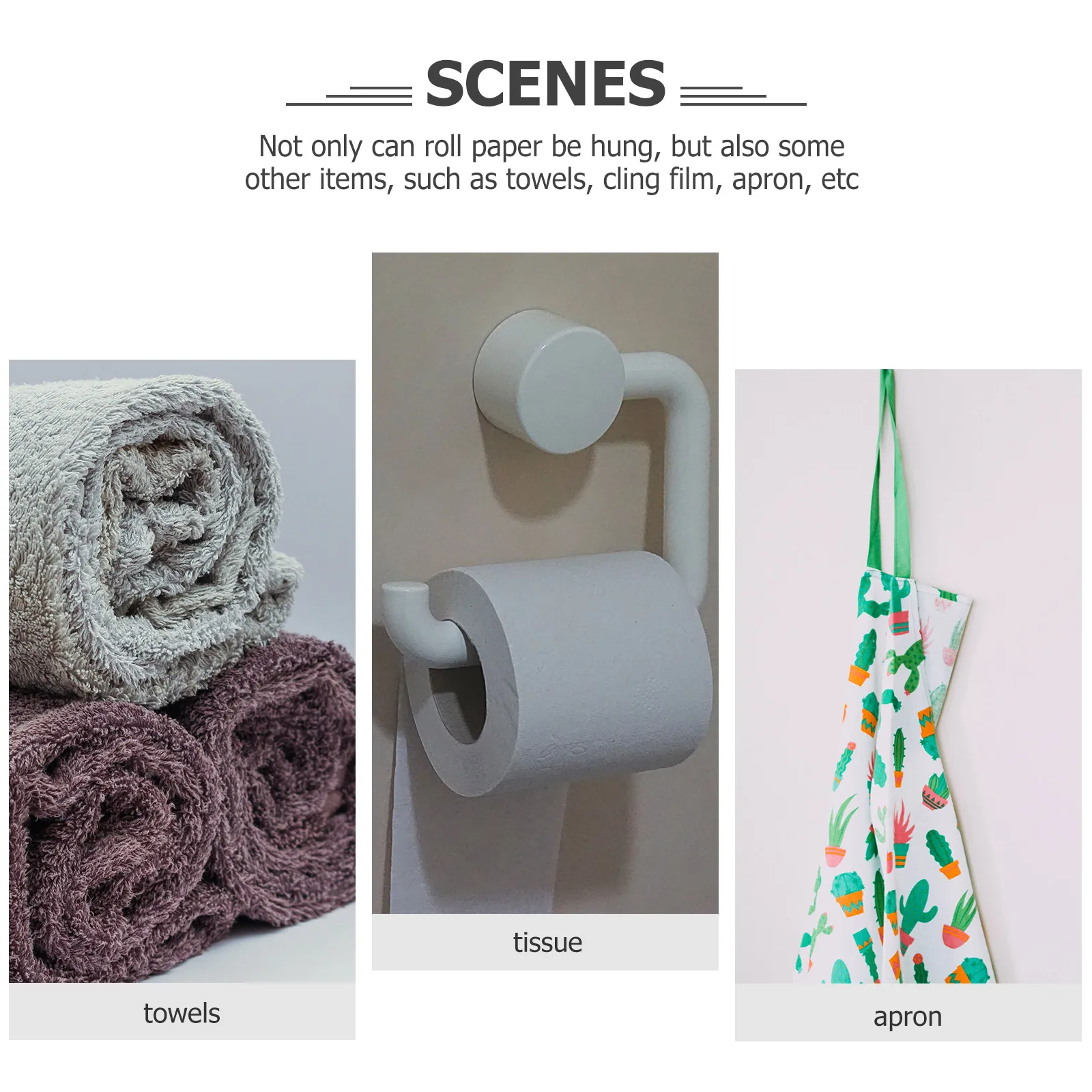 

Paper Towel Roll Storage Rack Holder under Cabinet Mount Household Kitchen Stand White