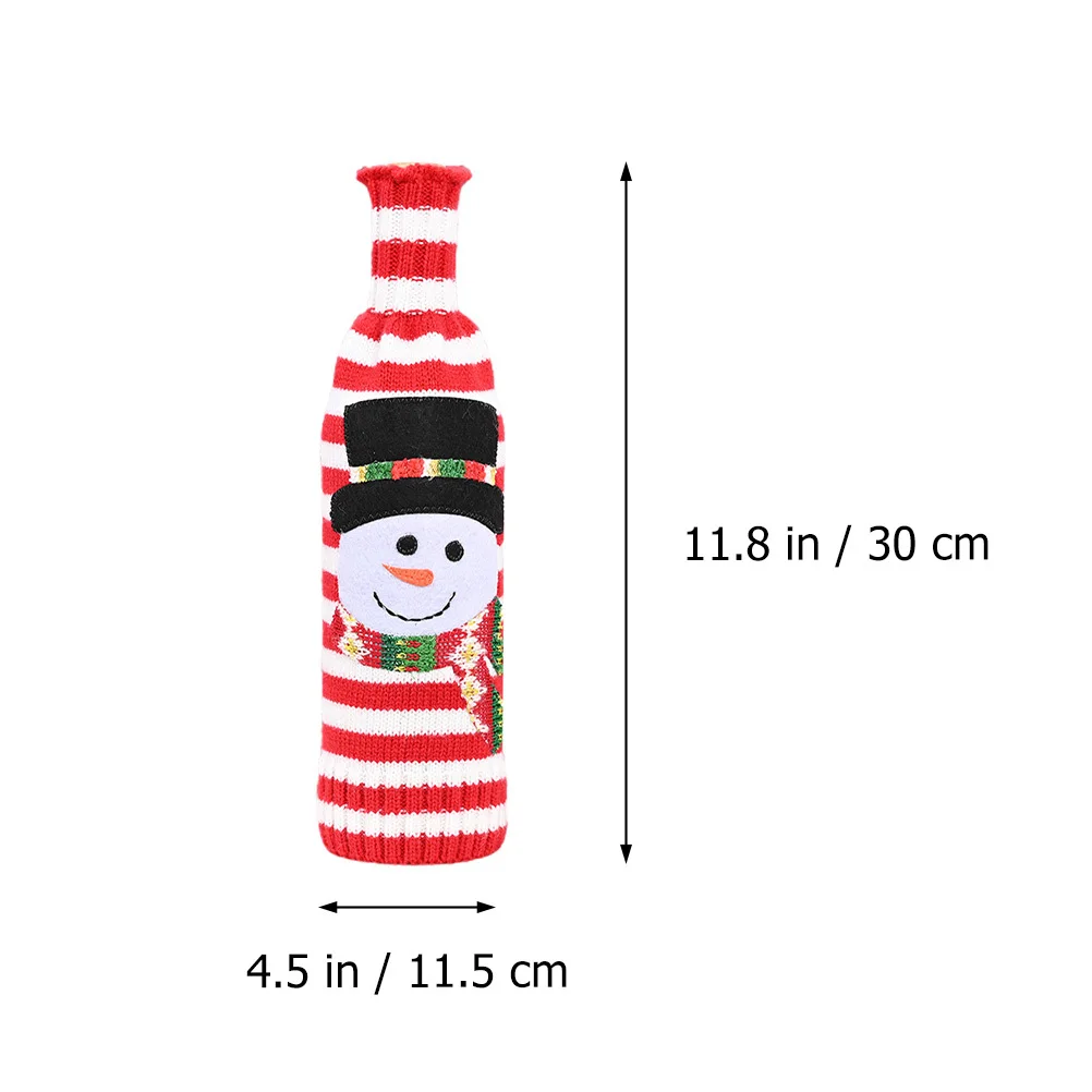 

2Pcs Knitted Wine Bottle Covers Christmas Sweaters Striped Assorted Colors Xmas Bottle Bags Holiday Decoration