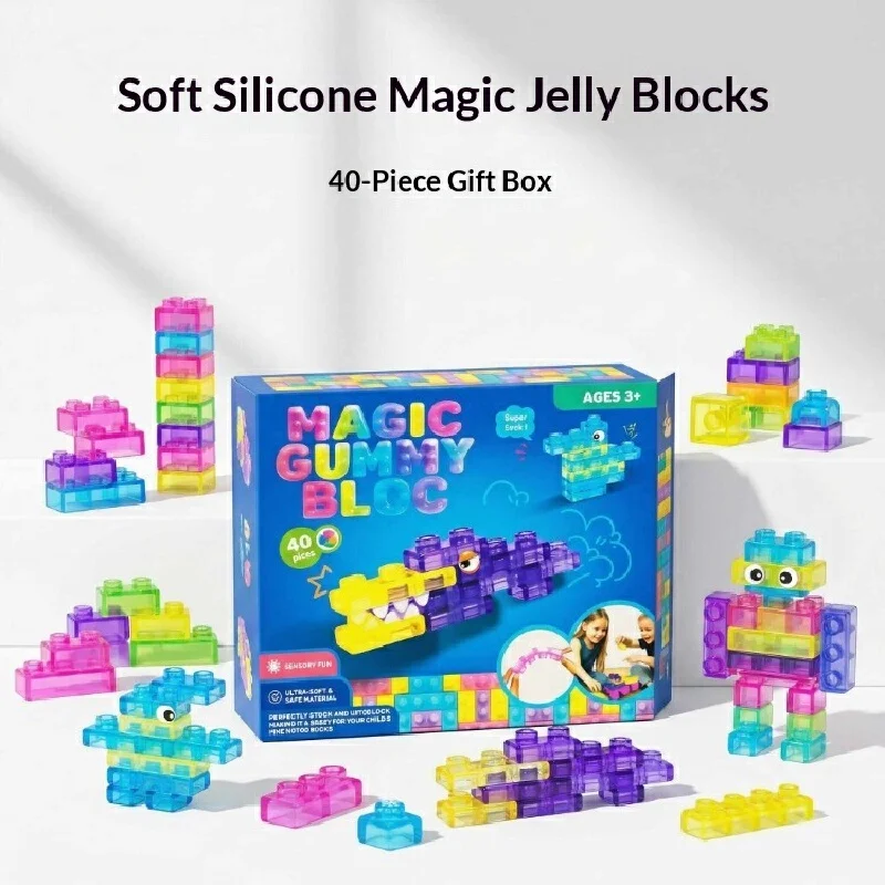 Squishy Jelly Building Blocks Soft Stretchy Sensory Toys For Kids Teens Perfect For Party Playroom Table Decor Birthday Gift