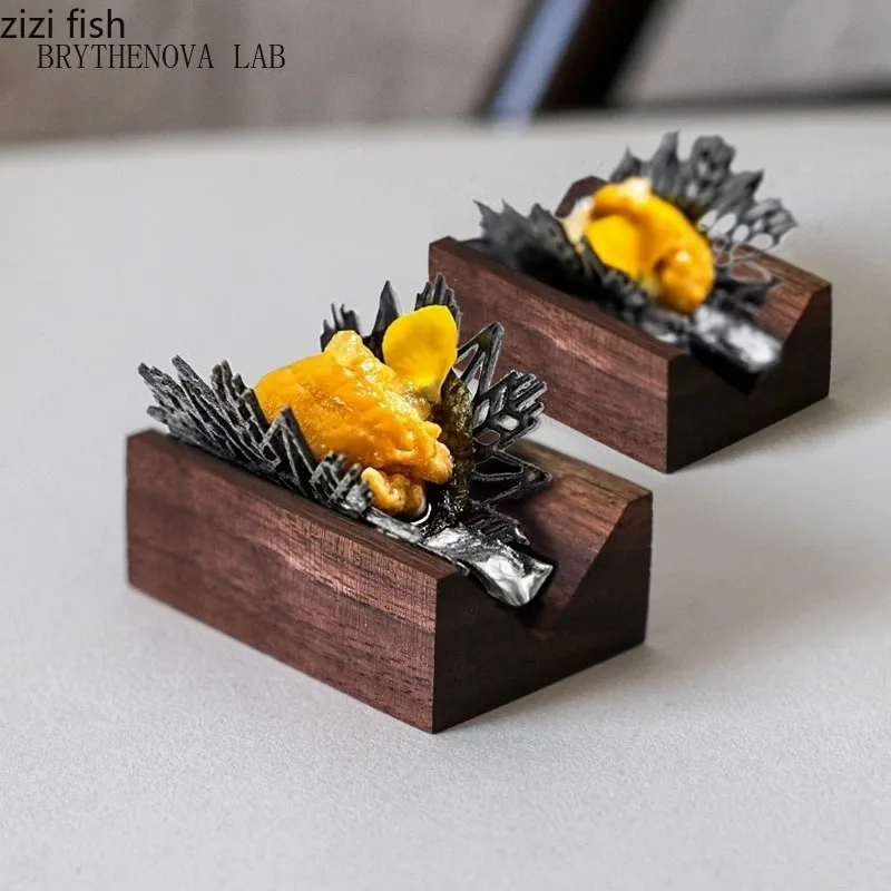 Vaisselle en bois créative pour restaurant, plat de présentation en forme de molécule en V pour cuisine, dim sum et desserts, vaisselle spéciale pour présentation en restaurant