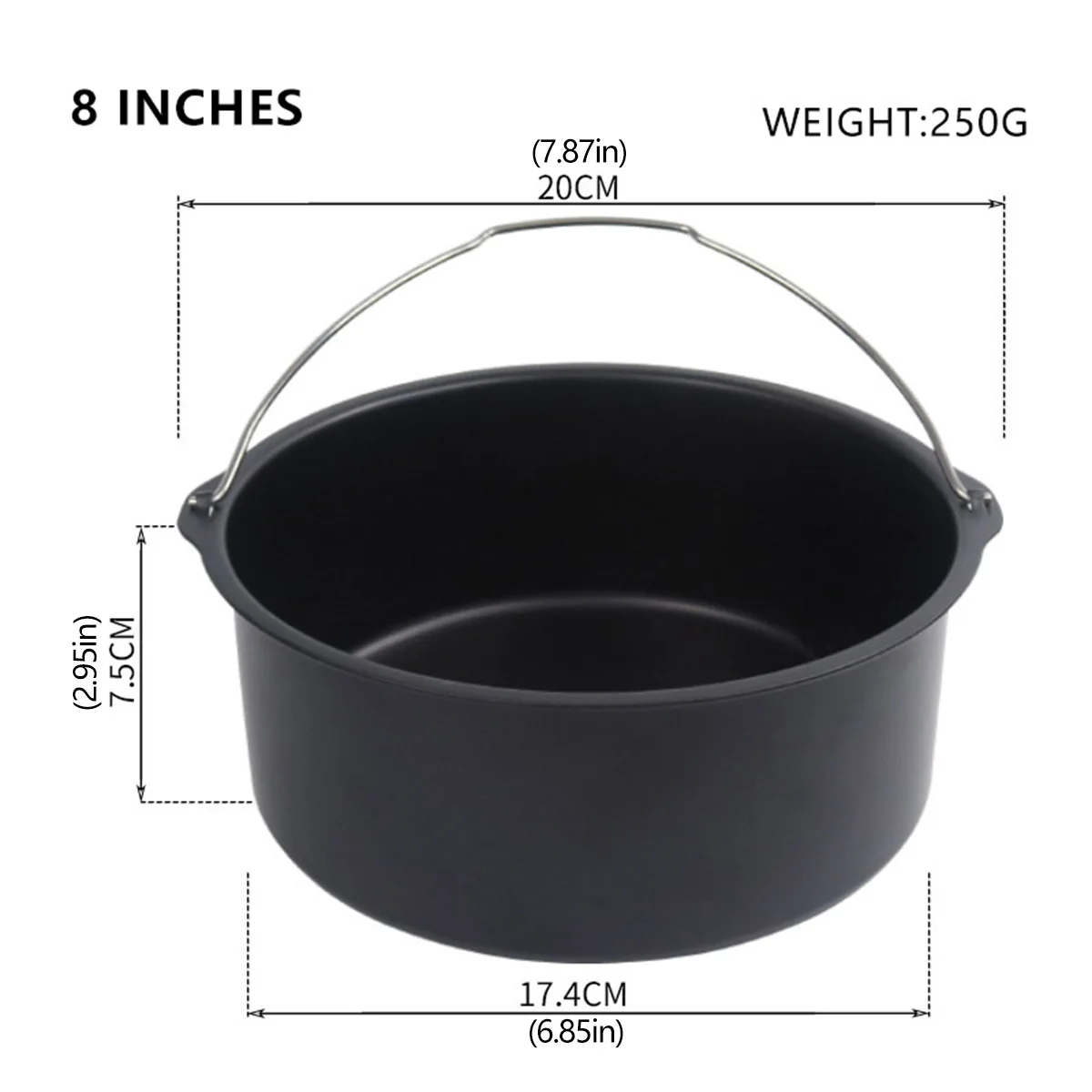 8/7/6 Inch Non-stick Baking Mold Air Fryer Pot Round Tray Pan Roasting Pizza Cake Basket Bakeware Kitchen Bar Cooking Accessory