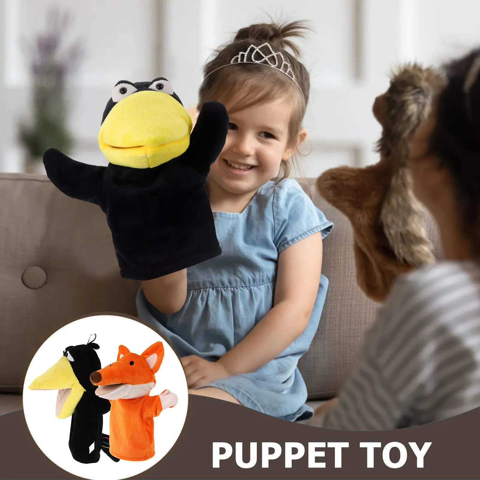 

Набор из 2-х шарнирных кукол-животных: универсальный обучающий реквизит для рассказывания историй, театральных постановок, развития мелкой моторики и раннего детского развития