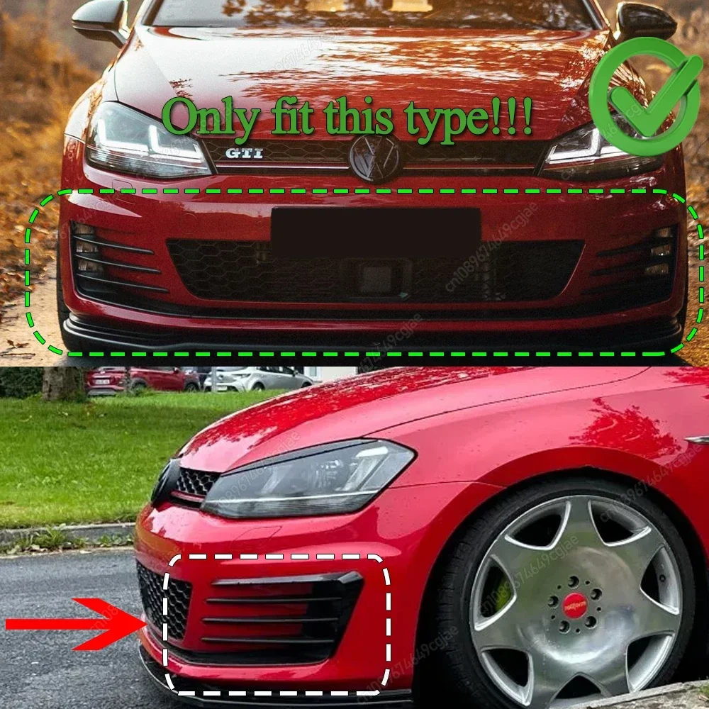 For VW Golf 7 MK7 GTI GTD 2012-2017 Front Bumper Side Air Vent Trim Fog Light Intake Frame Grille Splitter Spoiler Lip Canard