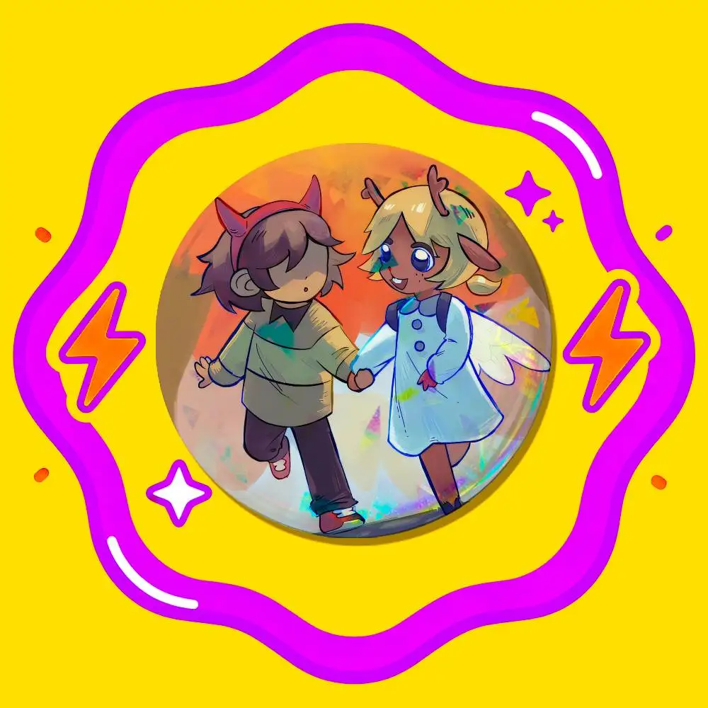 Custom Pin Insignia Emblem Round 32mm Button Hats Laser Film For Deltarune Kris Ralsei Noelle Holiday Badge Cover