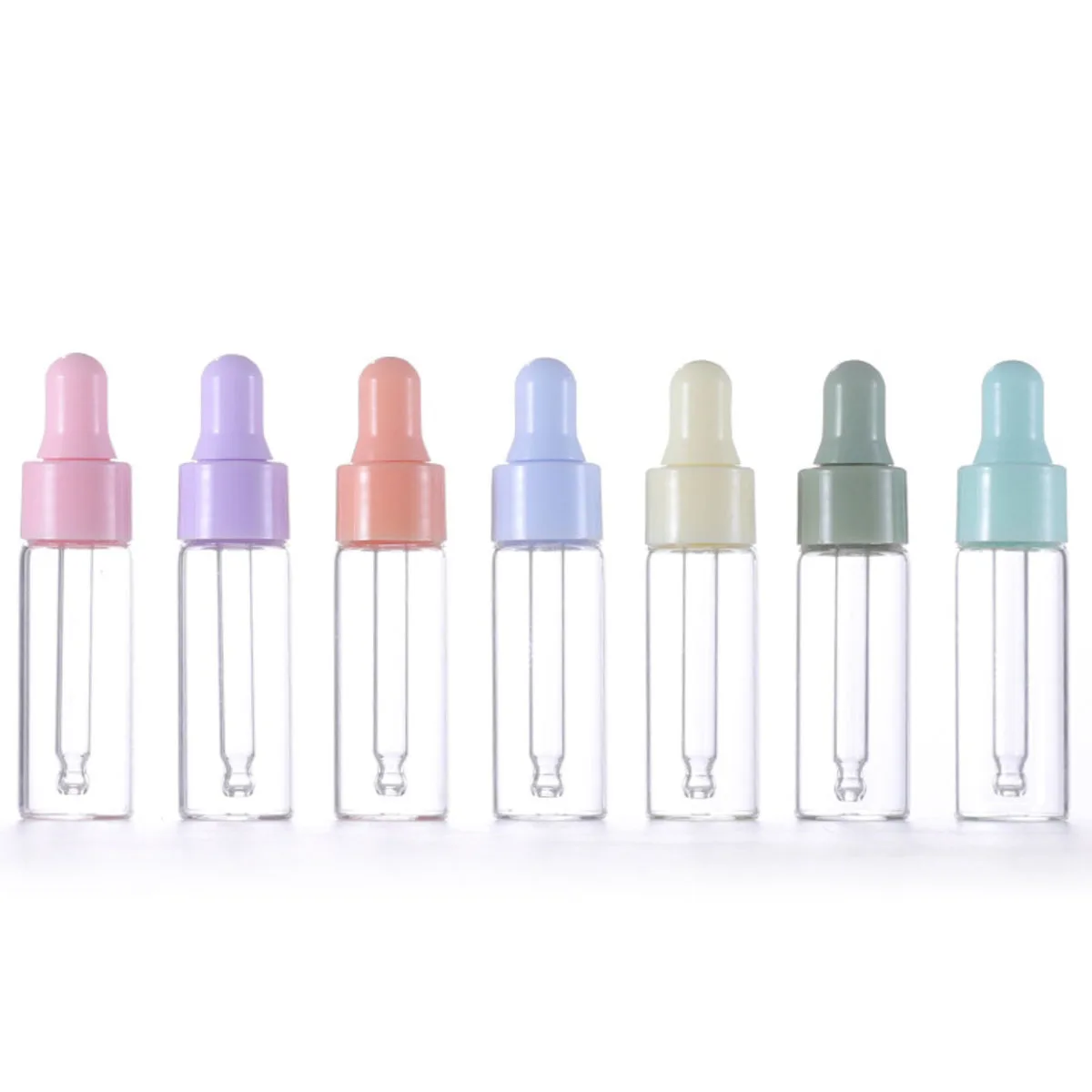 10x 1/2/3/5ml Clear Glass Dropper Bottles Macaroon Cap Serum Essential Perfume Oil Mini Portable Travel Dripper Eye Drop Pipette