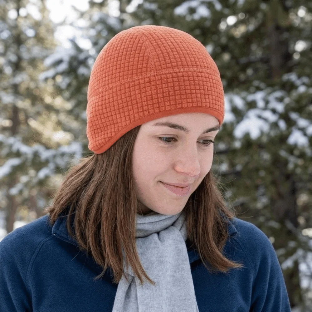 Classic Grid Winter Running Hat Solid Color Warmer Ear Protection Cap Sweat Absorption Soft Outdoor Warm Hat Fishing