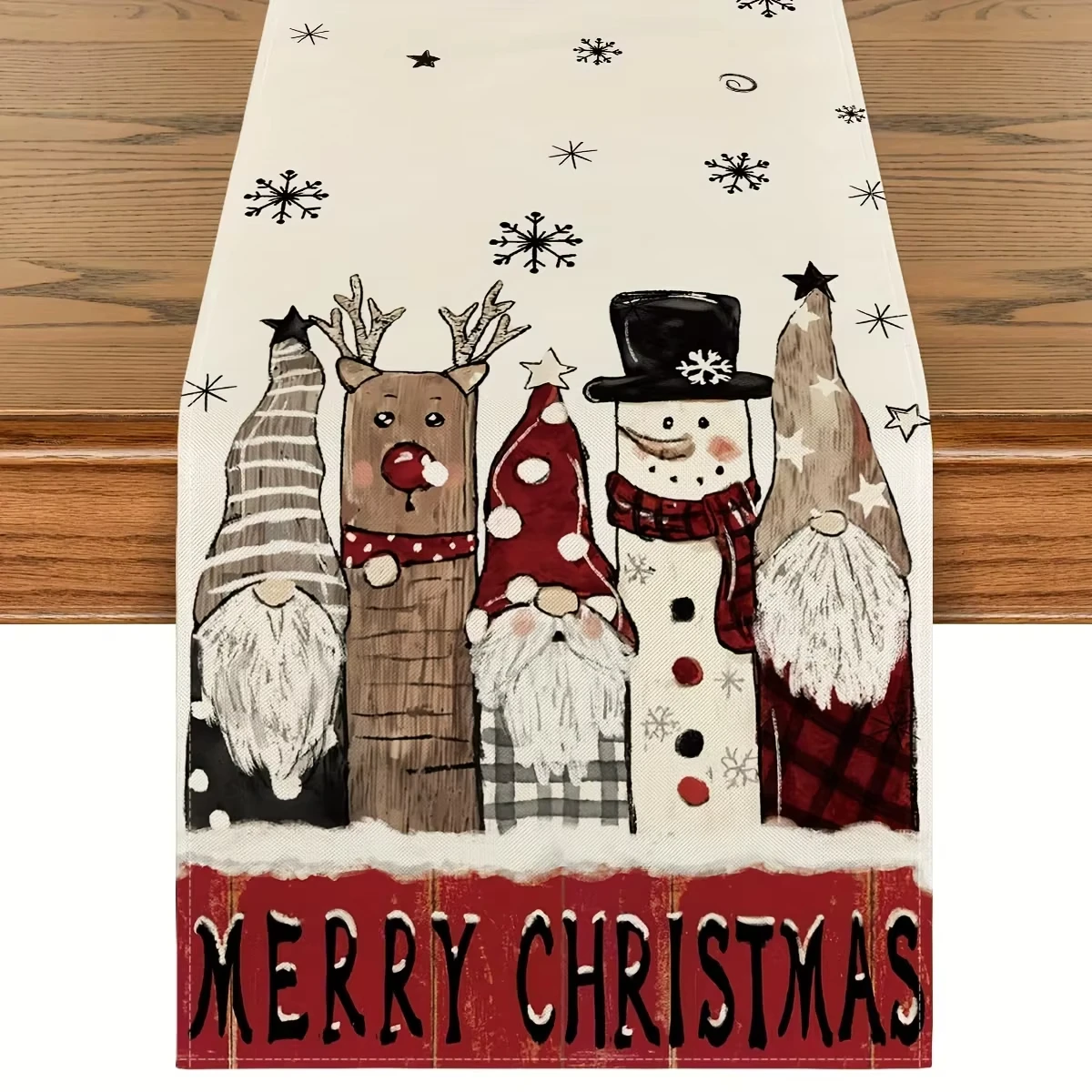 Christmas Table Runner | Snowman & Reindeer Themed Decor | Perfect for Christmas Home Table Setting & Holiday Gatherings
