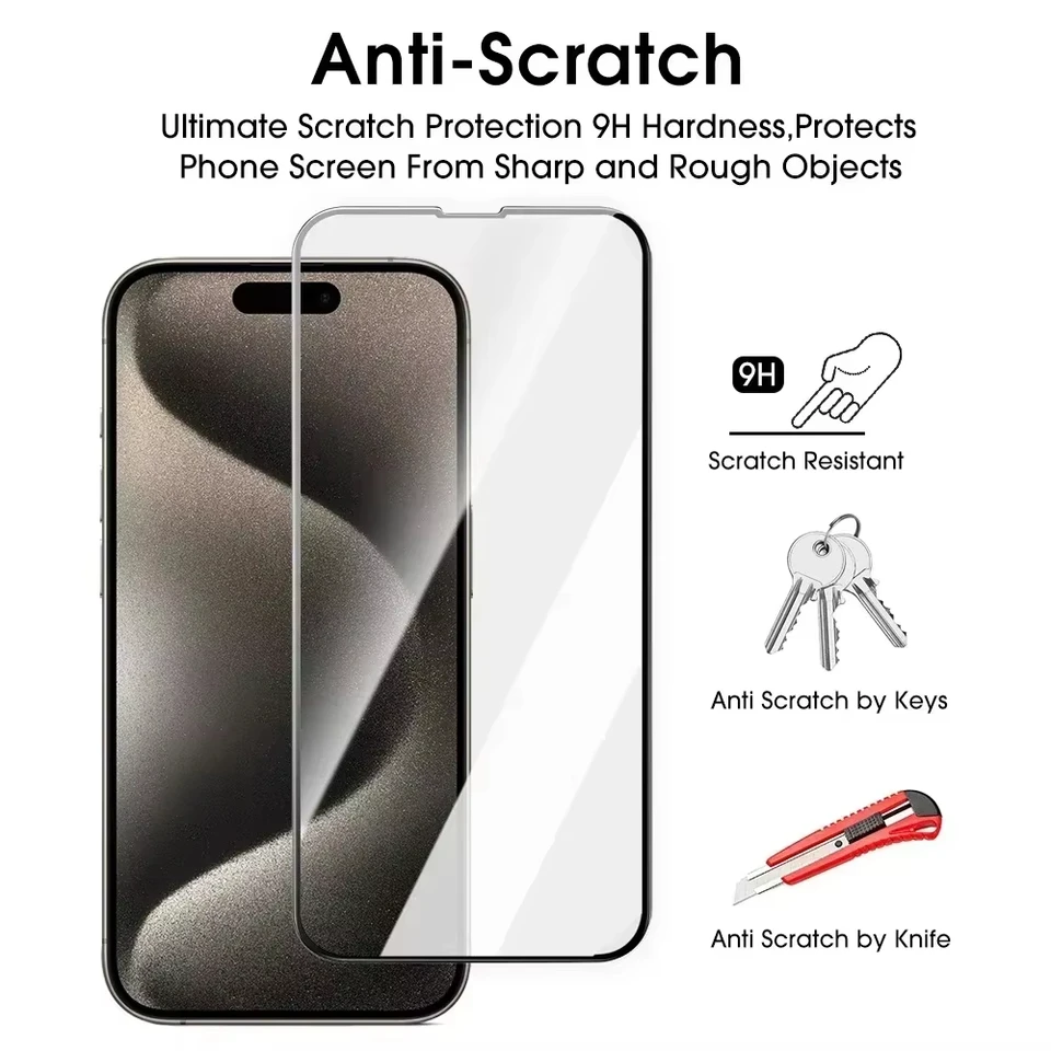 1-4 Piezas Protector de Pantalla HD para iPhone 17 Pro Max 18 16 15 11 12 13 14 16e Air 12 Mini XR XS Max Vidrio Templado 9H a Prueba de Golpes 5
