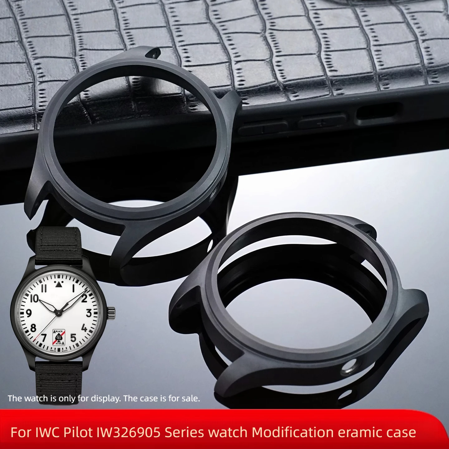 حافظة ساعة من السيراميك لسلسلة IWC Pilot IW326905 ساعة 41 مللي متر قرص أسود غير لامع أجزاء ساعة تعديل استبدال الملحقات #2