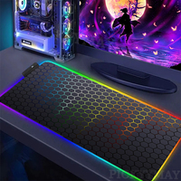 Geometric RGB Mouse Pad 900x400 Large Gamer Mousepads LED Gaming Mousepads Mouse Mat Backlit Laptop Pads Luminous Keyboard Mats