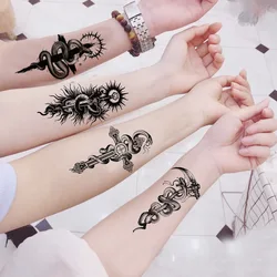 Mini tatuajes temporales de flores a prueba de agua para mujeres, belleza, rosa, mariposa, Flash, pluma, 3D, tatuaje falso, brazo, cintura, para mano pegatina, hombres