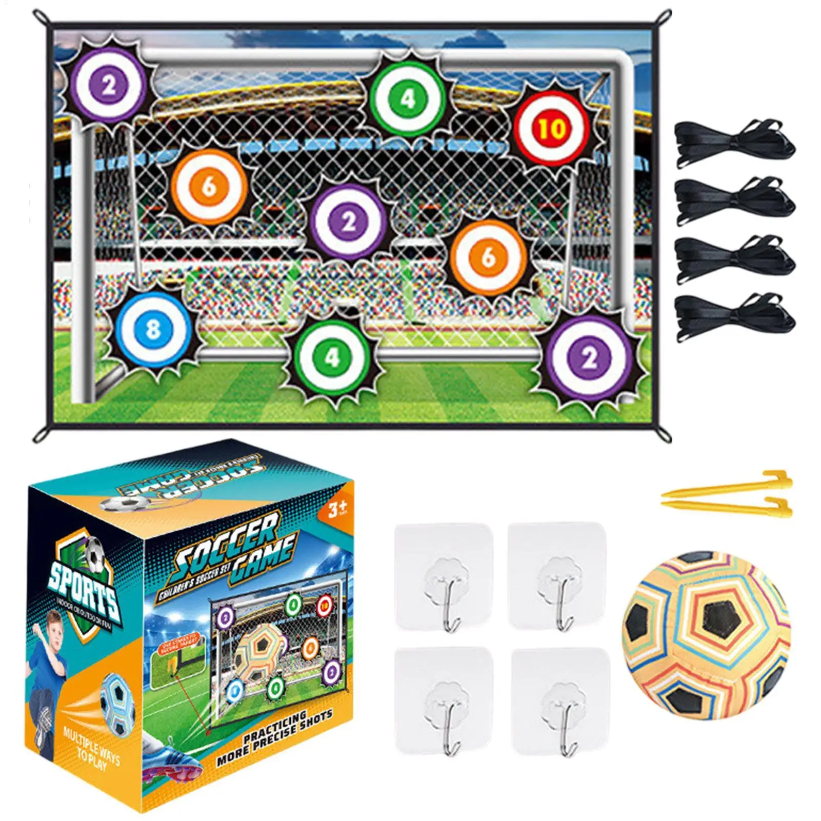 Set da gioco con pallone da calcio per bambini Ragazzi Toss Soccer Goal Game Set di attrezzature per allenamento con 1 pallone 1 bersaglio in flanella e 2 terreni