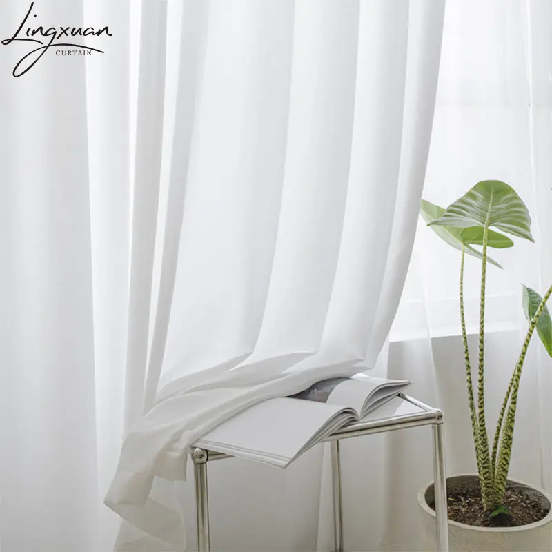 Modern White Tulle Window Curtains For Living Room Silk Cloth Sheer Voile Curtain For Bedroom Kitchen Soft Gauze Drapes Blinds